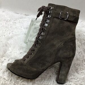 Sam Edelman gray suede peep toe Belmont booties 8M